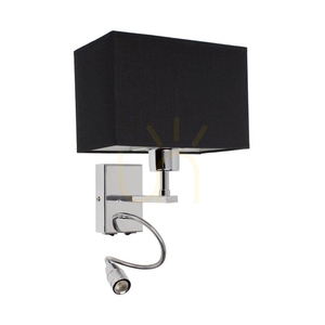 Relax Wall Sconce 1xE27 Max. 25W, Includes 1x LED 4000K 2.5W, Chrome Metal/Black, Lampshade 22.5 cm small 0