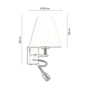 Relax Wall Sconce: 1xE27 (Max. 60W), 1xLED 3000K 1W, Metal Patina/White, 25 cm Lampshade small 2