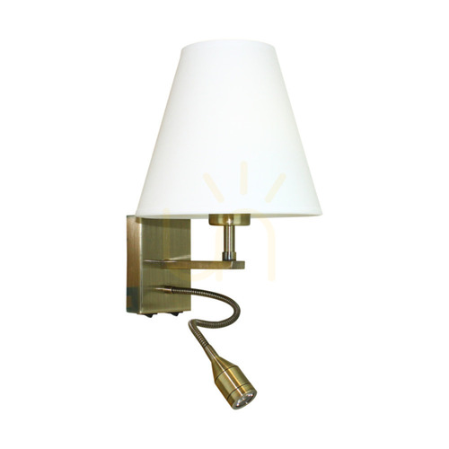 Check Relax Wall Sconce: 1xE27 (Max. 60W), 1xLED 3000K 1W, Metal Patina/White, 25 cm Lampshade