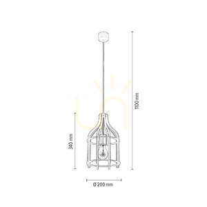 Riana Pendant Light, 1xE27, Max. 60W, Black Metal/Black PVC Cable, Ø20 cm small 2