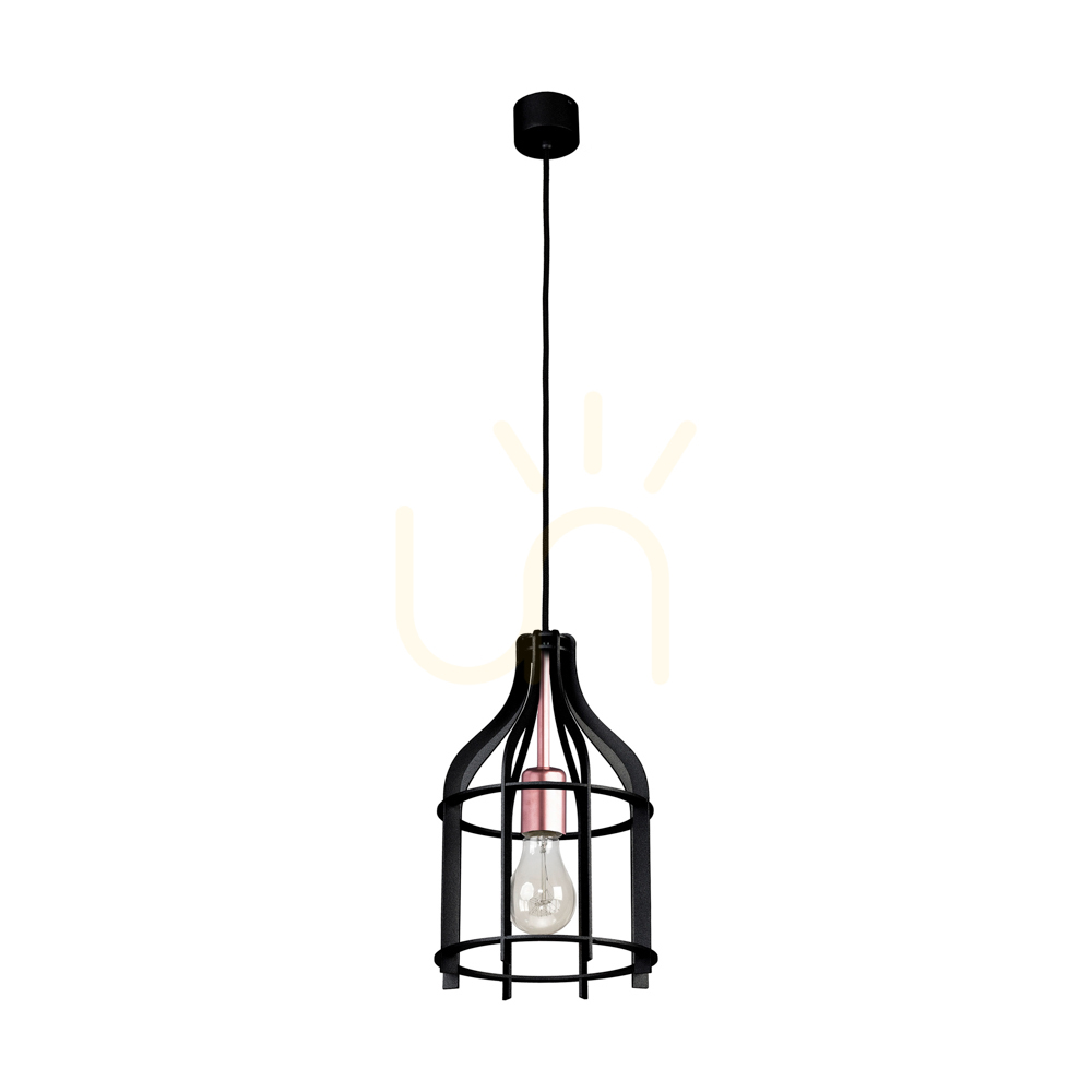 Riana Pendant Light, 1xE27, Max. 60W, Black Metal/Black PVC Cable, Ø20 cm