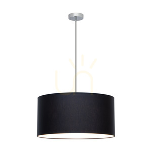 Rima Pendant Light, 1xE27, Max. 60W, Chrome Metal/Anthracite Braided Cable/Black Lampshade, Ø50 cm small 1