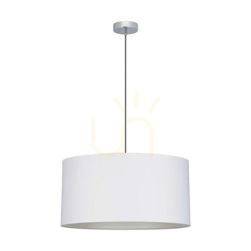 Check Rima Pendant Light, 1xE27, Max. 60W, Chrome Metal/Anthracite Braided Cable/Gray Lampshade, Ø50 cm