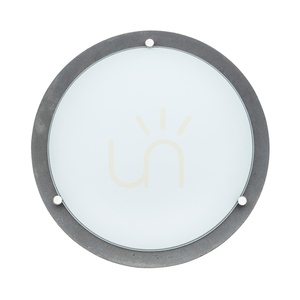 Rocky Ceiling Light, 1xLED, 2700K, 13W, Concrete Gray/White Glass Shade, Ø35 cm small 0