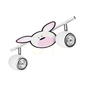 Rubby Ceiling Light, 2xGU10, Max. 50W, White/Chrome Metal with Rabbit Design, 33.5 cm small 0