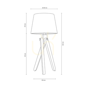 Rune Table Lamp, 1xE27, Max. 40W, Oiled Oak / Transparent PVC Cable / Black Lampshade, Ø30 cm small 3