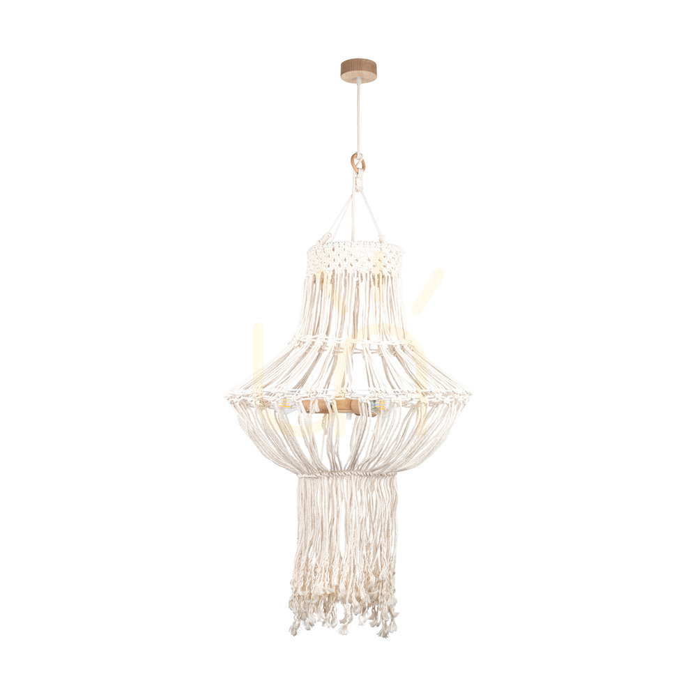 Samba Pendant Light, 3xE27, Max. 15W LED, Oiled Oak/Natural, Braided Cable/Cream-Colored Braided Cotton Cord, Ø65 cm