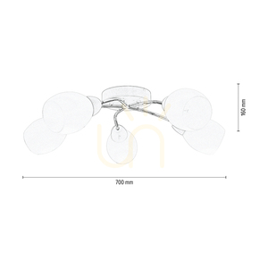 Santa Ceiling Light, 5xE27, Max. 60W, Birch/Chrome Metal/White Glass Shade, Ø70 cm small 2