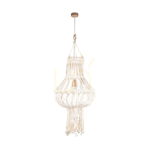 Check Samba Pendant Light, 1xE27, Max. 15W LED, Oiled Oak/Natural, Braided Cable/Cream-Colored Braided Cotton Cord, Ø50 cm