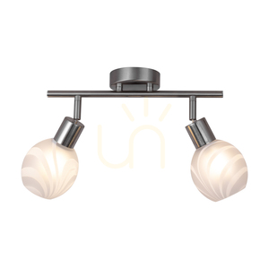 Sara Ceiling Light, 2xE14, Max. 40W, Satin Metal/White, Glass Shade, 44 cm small 1