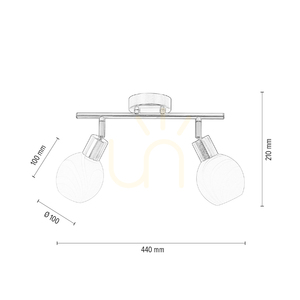 Sara Ceiling Light, 2xE14, Max. 40W, Satin Metal/White, Glass Shade, 44 cm small 4