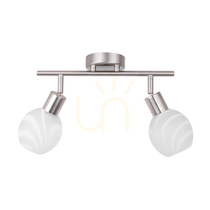 Sara Ceiling Light, 2xE14, Max. 40W, Satin Metal/White, Glass Shade, 44 cm small 0
