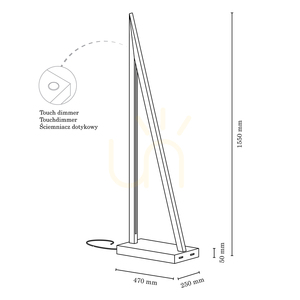 Segel Floor Lamp, 2xLED, 3000K, 32.5W, Oiled Oak/Anthracite, Braided Cable with Touch Dimmer, 47 cm small 2