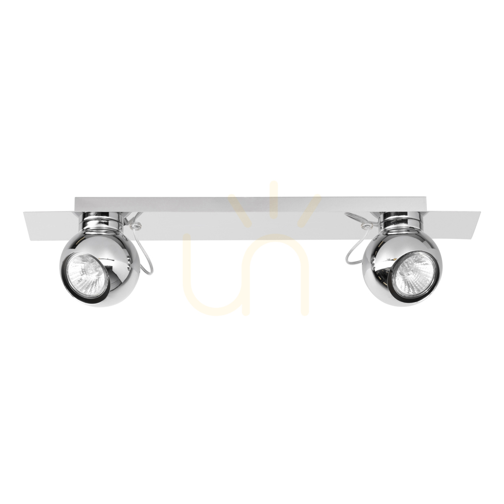 Sergio Ceiling Light, Includes 2xGU10 Sockets, Max. 50W, Chrome Metal, 45 cm