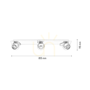 Sergio Ceiling Light, Includes 3 GU10 Sockets, Max. 50W, Chrome Metal, 85.5 cm small 4