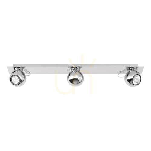 Check Sergio Ceiling Light, Includes 3 GU10 Sockets, Max. 50W, Chrome Metal, 85.5 cm