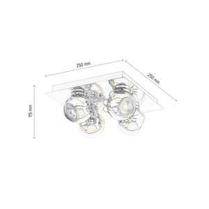 Sergio Ceiling Light, Includes 4xGU10, Max. 50W, Chrome Metal, 25 cm small 3