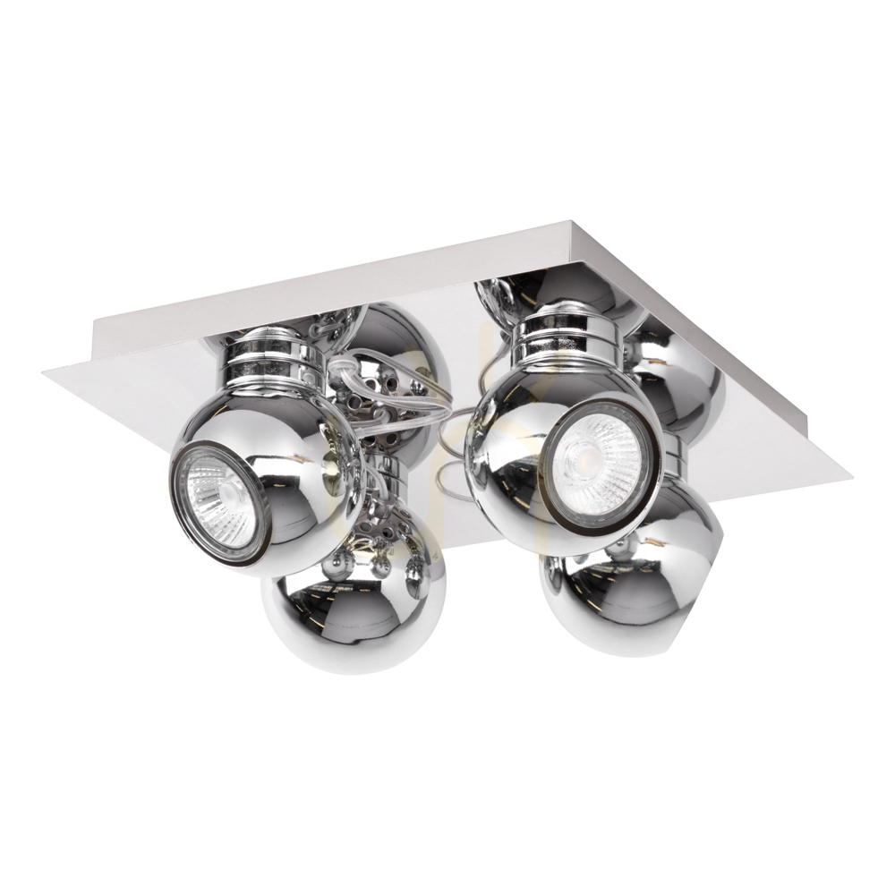 Sergio Ceiling Light, Includes 4xGU10, Max. 50W, Chrome Metal, 25 cm