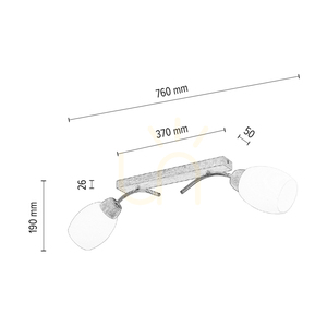 Skaja Ceiling Light, 2xE27, Max. 40W, Oiled Oak/Chrome Metal/White Glass Shade, 76 cm small 5