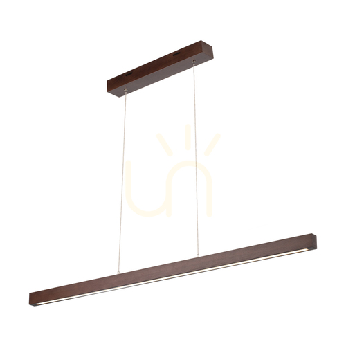 Check Smal 1xLED 3000K 15W Pendant Light, Beech and Walnut Wood / Transparent PVC Cable with Touch Dimmer, 100 cm