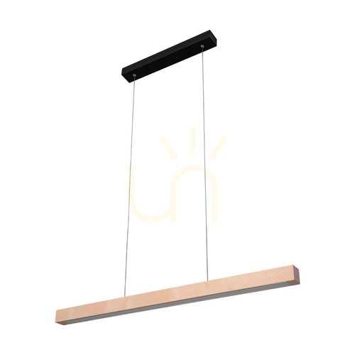 Check Smal Single 2xLED 3000K 28.5W Pendant Light, Birch/Black Metal/Transparent PVC Cable with Touch Dimmer, 100 cm
