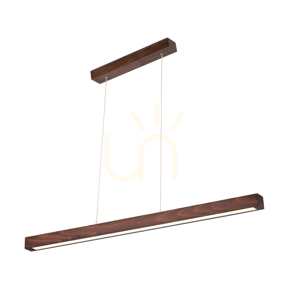 Smal Single 2xLED 3000K 28.5W Pendant Light, Beech and Walnut Wood / Transparent PVC Cable with Touch Dimmer, 100 cm