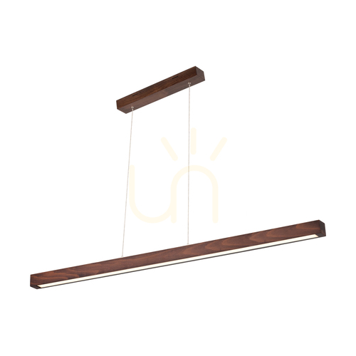 Check Smal 2xLED 3000K 34.5W Pendant Light, Beech and Walnut Wood / Transparent PVC Cable with Touch Dimmer, 120 cm