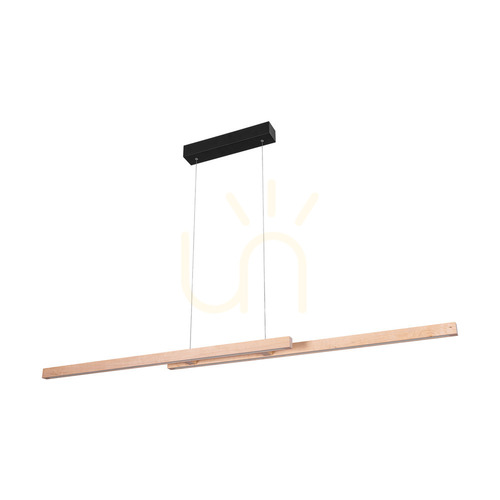 Check Smal Double 2xLED 3000K 28.5W Pendant Light, Birch/Black Metal/Transparent PVC Cable with Touch Dimmer, 150 cm