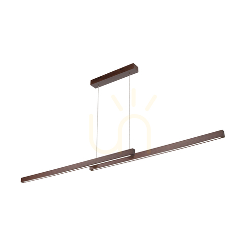 Check Smal Double 2xLED 3000K 28.5W Pendant Light, Beech and Walnut Wood / Transparent PVC Cable with Touch Dimmer, 150 cm