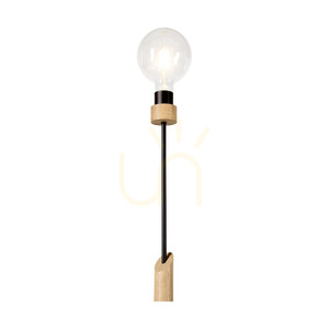 Solange Floor Lamp, 1xE27, Max. 60W, Oiled Oak/Black Metal/Black Braided Cable, Ø30 cm small 2
