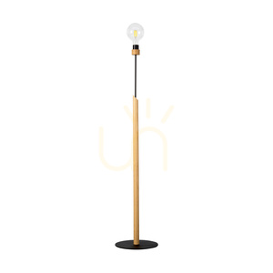 Solange Floor Lamp, 1xE27, Max. 60W, Oiled Oak/Black Metal/Black Braided Cable, Ø30 cm small 0