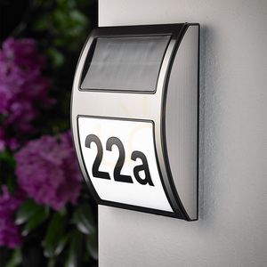Solar House Number Wall Sconce, Includes 3 x 0.1W LEDs, Satin Metal/White and Black Plastic, IP44, 17 cm small 1