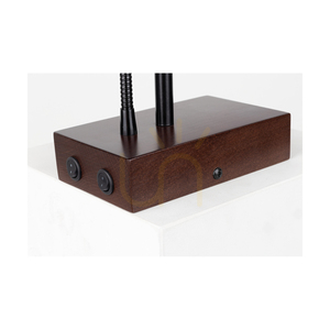 Sonar Wall Sconce 1xE27 Max. 25W, Includes 1x LED 4000K 2.5W, Beech and Walnut Wood / Black Metal / White Lampshade 22 cm small 1