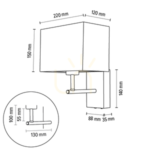 Sonar Wall Sconce 1xE27 Max. 25W Beech Wood, Walnut/Black Metal/Black Lampshade 22 cm small 2
