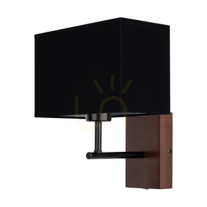 Sonar Wall Sconce 1xE27 Max. 25W Beech Wood, Walnut/Black Metal/Black Lampshade 22 cm small 0