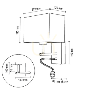 Sonar Wall Sconce 1xE27 Max. 25W, Includes 1x LED 4000K 2.5W, Beech and Walnut Wood / Black Metal / Black Lampshade 22 cm small 4