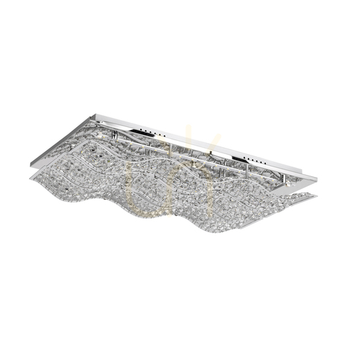 Check Spindle Ceiling Light, Includes LED 4000K 24W, Chrome Metal/Clear Crystal, 61 cm