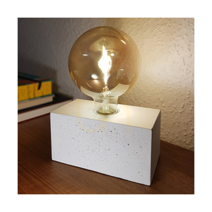 Strong Double Table Lamp, 1xE27, Max. 25W, White Concrete/Black PVC Cable, 18 cm small 1