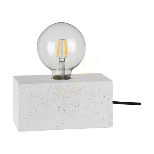 Check Strong Double Table Lamp, 1xE27, Max. 25W, White Concrete/Black PVC Cable, 18 cm