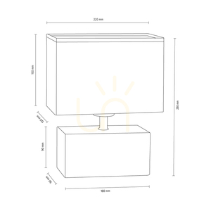 Strong Double Table Lamp, 1xE27, Max. 25W, White Concrete/Black PVC Cable/White Lampshade, 22 cm small 2