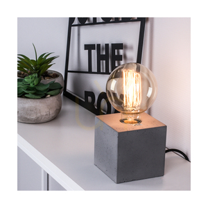 Strong Square Table Lamp, 1xE27, Max. 25W, Concrete Gray/Black, 10 cm PVC Cable small 1