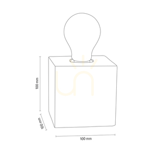 Strong Square Table Lamp, 1xE27, Max. 25W, White Concrete/Black PVC Cable, 10 cm small 2