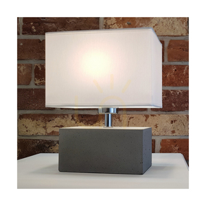Strong Double Table Lamp, 1xE27, Max. 25W, Concrete Gray/Black PVC Cable/White Lampshade, 22 cm small 1