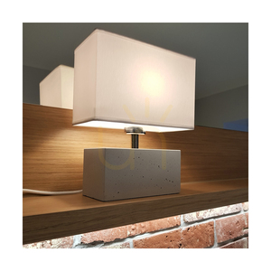 Strong Double Table Lamp, 1xE27, Max. 25W, Concrete Gray/Black PVC Cable/White Lampshade, 22 cm small 2