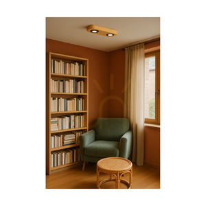 Sunniva Ceiling Light, Includes 2x 3000K 5W LEDs, Brown-Stained Pine / Black Metal, 29 cm small 2