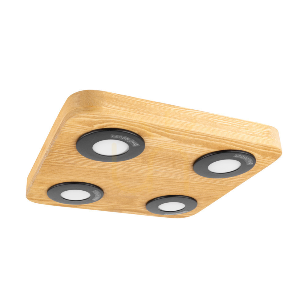 Sunniva Ceiling Light, Includes 4xLED 3000K 5W, Brown-Stained Pine / Black Metal, 26 cm