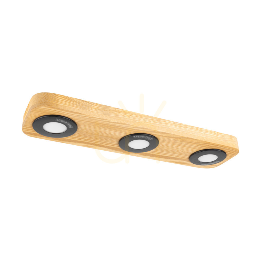 Sunniva Ceiling Light, Includes 3xLED 3000K 5W, Brown-Stained Pine / Black Metal, 42 cm