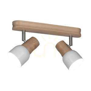 Svantje Ceiling Light, 2xE14, Max. 40W, Birch/Chrome Metal/White Metal Shade, 29 cm small 1