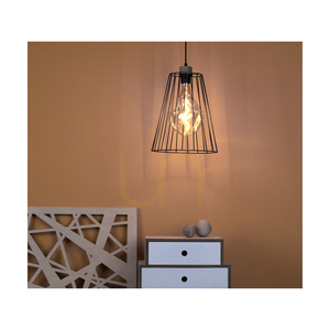 Swan Pendant Light 1xE27 Max. 60W Oiled Oak/Black Metal/Black PVC Cable/Black Metal Shade Ø30 cm small 2