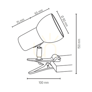 Svenda Clip-On Lamp, 1xE27, Max. 60W, Oiled Oak/Chrome Metal/White Metal Shade, 14 cm small 2